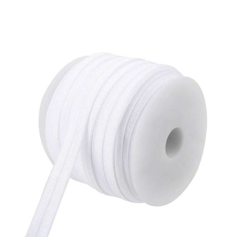 Teemico 50 Yards Elastic Foldover Ribbon Stretch Fold Over FOE Elastics for Hair Ties Headbands Making (5/8 inch Width, White) - Image 2